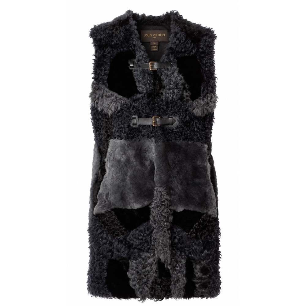 Louis Vuitton Marc Jacobs 2014 Black Fur Patchwork Vest Size 38